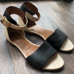 Chlo Leather Colorblock Pattern Sandals